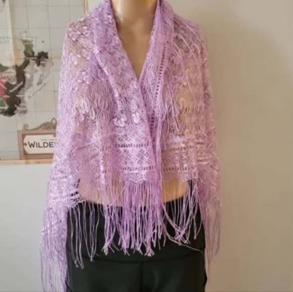 Vintage 1990's Purple Square Shawl - Picture 1 of 4